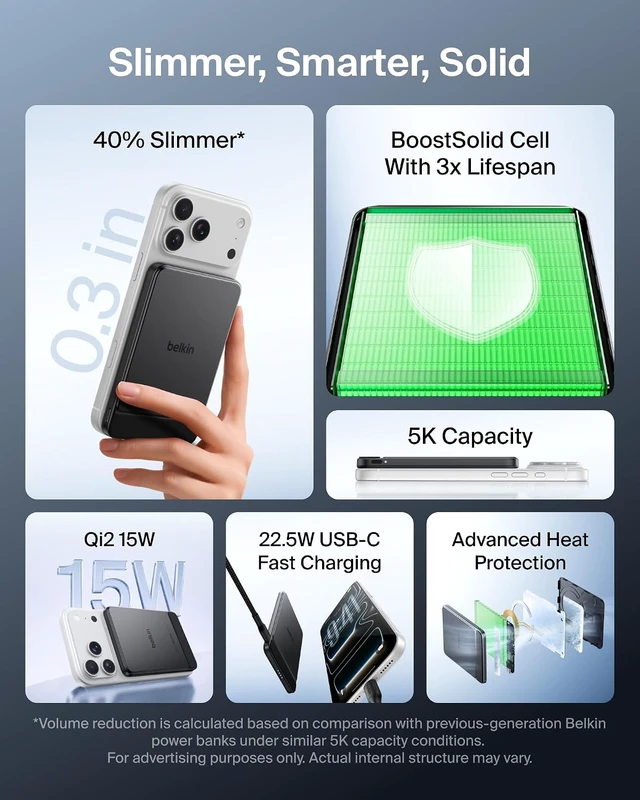Alt view image 2 of 7 - 5000mAh Magnetic Power Bank 5K Qi2 15W Wireless Charger for Travel