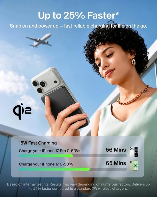 Alt view image 5 of 7 - 5000mAh Magnetic Power Bank 5K Qi2 15W Wireless Charger for Travel