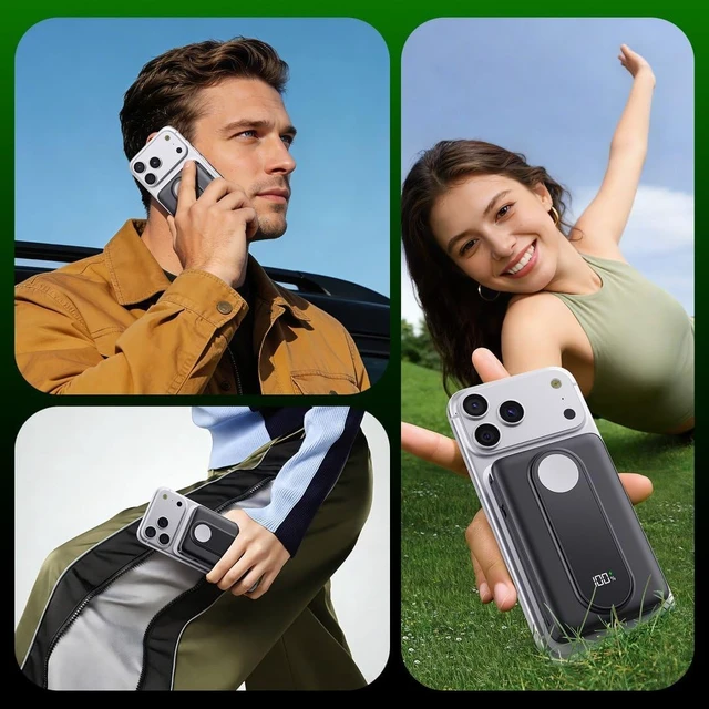 Alt view image 5 of 7 - Magnetic Portable Charger 10000mAh Power Bank with Built in Cable Watch