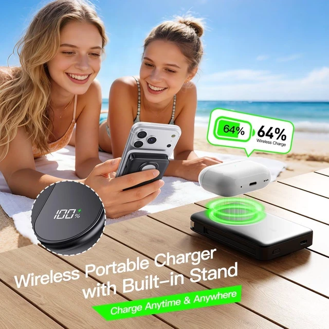 Alt view image 6 of 7 - Magnetic Portable Charger 10000mAh Power Bank with Built in Cable Watch