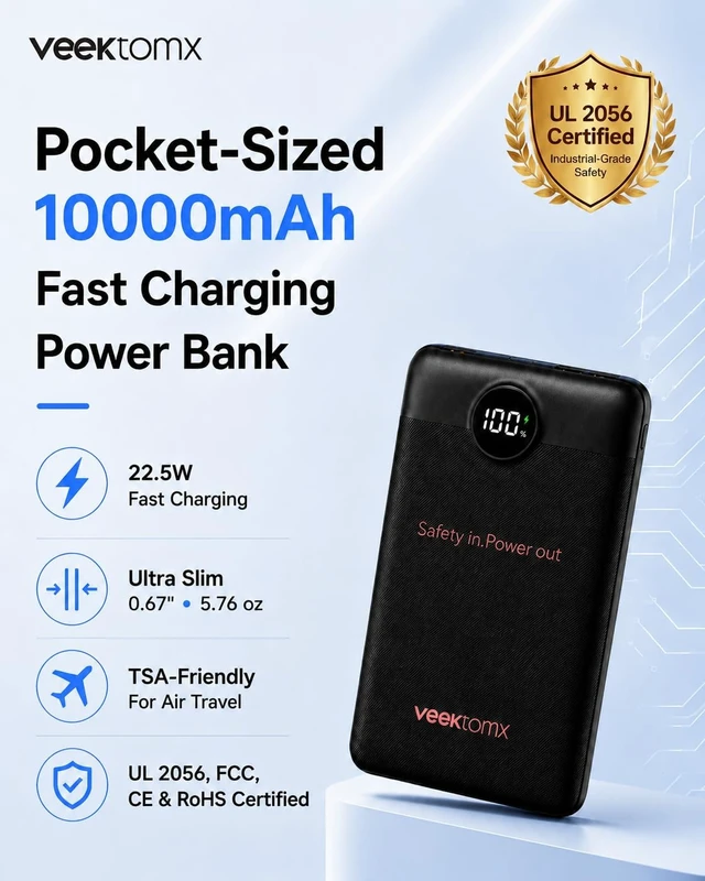 Alt view image 2 of 7 - 10000mAh Mini Power Bank 22.5W Fast Charger for iPhone Android