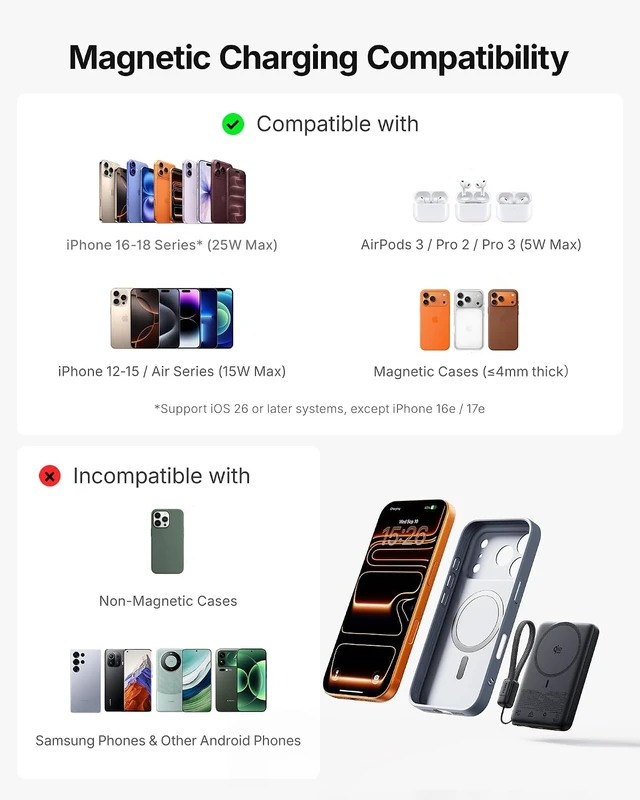 Alt view image 5 of 7 - Magnetic Slimmest Power Bank 10000mAh Qi2.2 Portable Charger