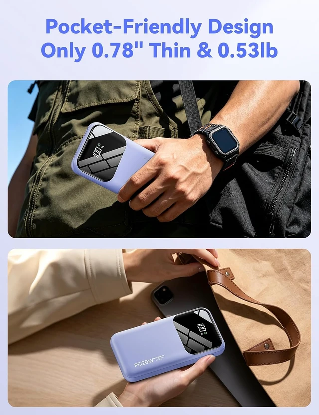 Alt view image 7 of 7 - Fast Charging Portable Charger 10000mAh with Built-in 4 Cables