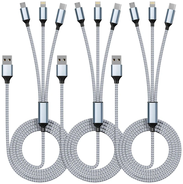 Main image of Multi Charging Cable(3Pack 4FT) 3 in 1 Charging Cord for Multiple Devices