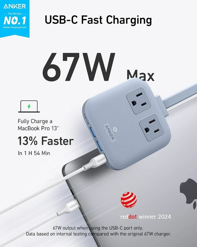 Alt view image 2 of 6 - Travel Power Strip Nano 67W Max 6-in-1 USB C Charger 2 USB C