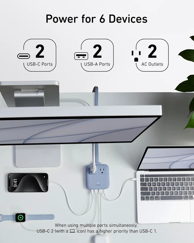 Alt view image 4 of 6 - Travel Power Strip Nano 67W Max 6-in-1 USB C Charger 2 USB C