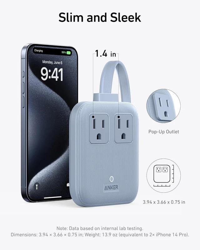 Alt view image 3 of 6 - Travel Power Strip Nano 67W Max 6-in-1 USB C Charger 2 USB C