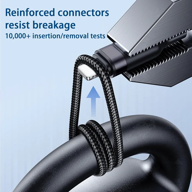 Alt view image 6 of 6 - 100W Multi Charge Cable for Galaxy Watch/USB C/Lightning/Micro 10FT