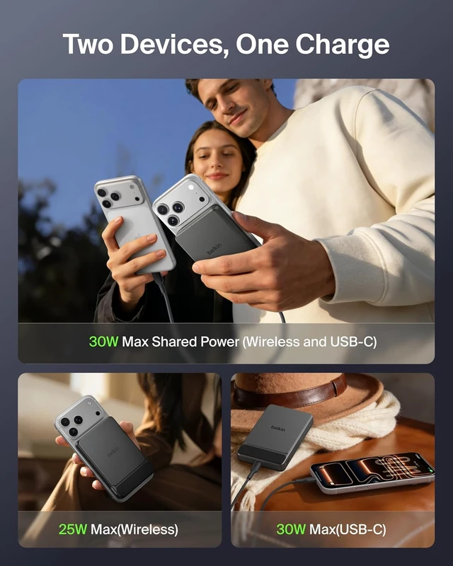 Alt view image 6 of 7 - 10000mAh Qi2 25W Slim Portable Charger Power Bank with USB C Cable