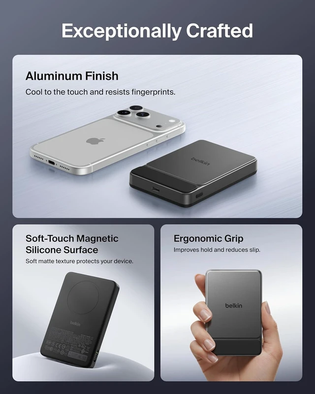 Alt view image 7 of 7 - 10000mAh Qi2 25W Slim Portable Charger Power Bank with USB C Cable