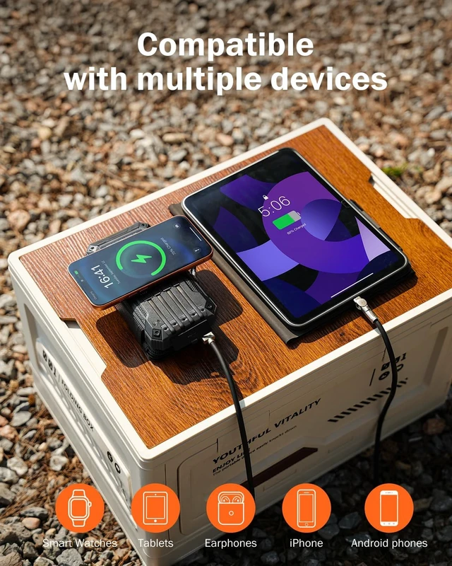 Alt view image 4 of 7 - Solar Power Bank 20000mAh Wireless Charger with Five Solar Panels