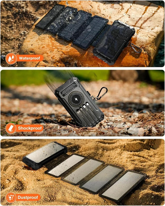 Alt view image 5 of 7 - Solar Power Bank 20000mAh Wireless Charger with Five Solar Panels