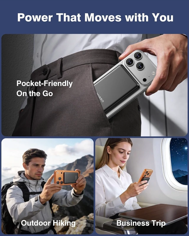 Alt view image 7 of 7 - Miisso 25W Qi2.2 Magnetic Power Bank 10000mAh Ultra-Slim Portable Charger