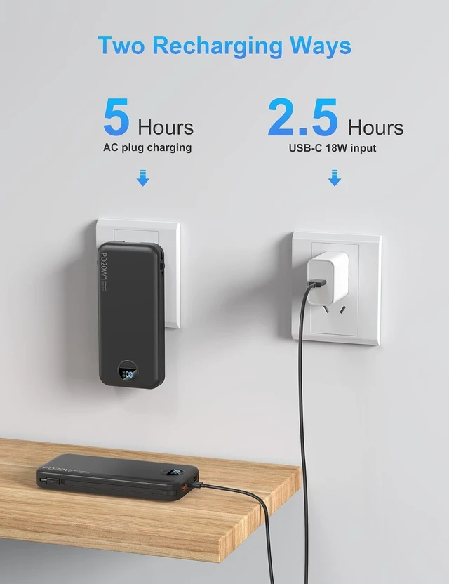 Alt view image 6 of 7 - Portable Charger Power Bank 10000mAh PD20W w/Built-in Cables