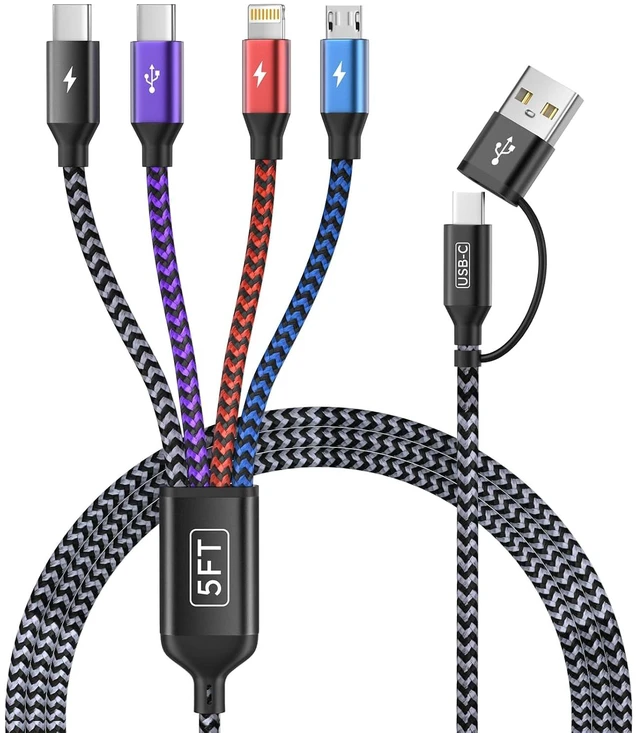 Main image of USB C/A Multi Charging Cable 4 in 2 Dual USBC Multiple Charger Cord