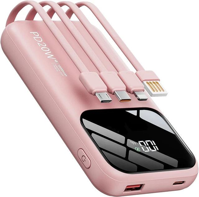 Main image of Fast Charging Portable Charger 10000mAh with Built-in 4 Cables