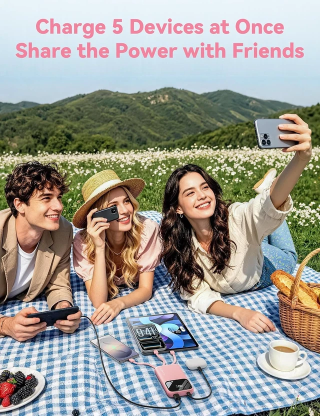 Alt view image 6 of 7 - Fast Charging Portable Charger 10000mAh with Built-in 4 Cables