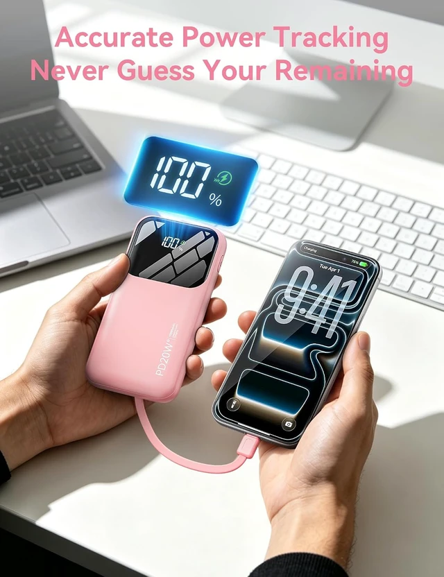 Alt view image 5 of 7 - Fast Charging Portable Charger 10000mAh with Built-in 4 Cables