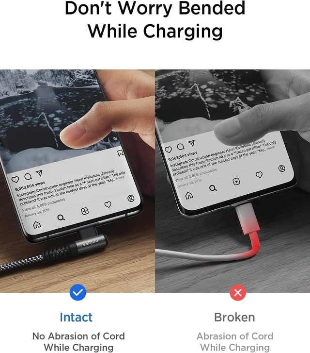 Alt view image 5 of 6 - 240W Long USB C Cable Multi 4 in 1 Charging Cable Fast Charging C Type Charger Fast Charge USB to USB C Right Angle Fit iPhone 17 16 15 Pro Max iPad 10FT Black