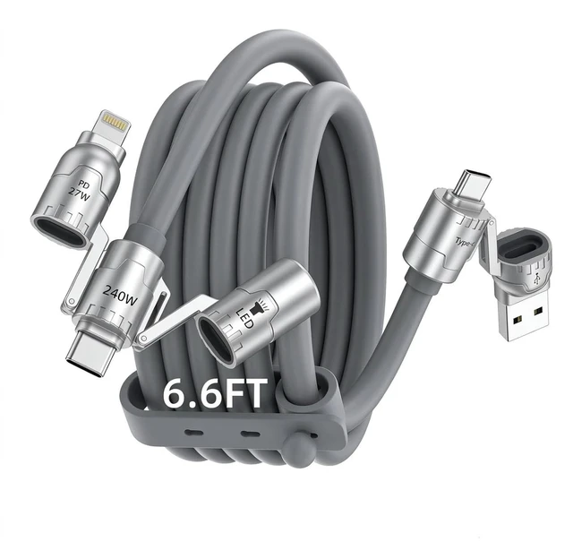 Main image of 5 in 1 Multi Charging Cable 240W Fast Charge for iPhone 18 Pro 17 6.6 FT