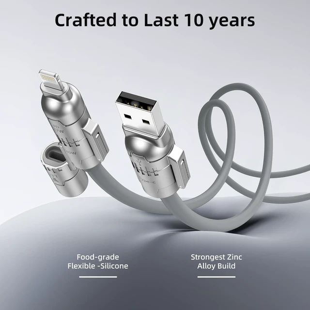 Alt view image 3 of 7 - 5 in 1 Multi Charging Cable 240W Fast Charge for iPhone 18 Pro 17 6.6 FT