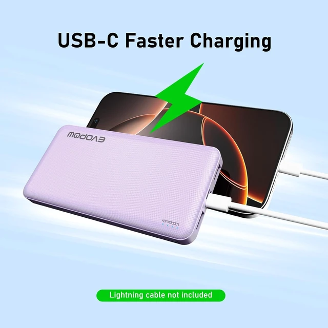 Alt view image 2 of 7 - 2 Pack Portable Charger 10000mAh Power Bank-Green&Purple