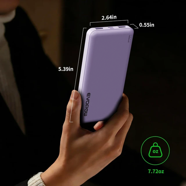 Alt view image 3 of 7 - 2 Pack Portable Charger 10000mAh Power Bank-Green&Purple