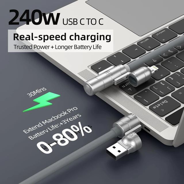 Alt view image 5 of 7 - 5 in 1 Multi Charging Cable 240W Fast Charge for iPhone 18 Pro 17 6.6 FT