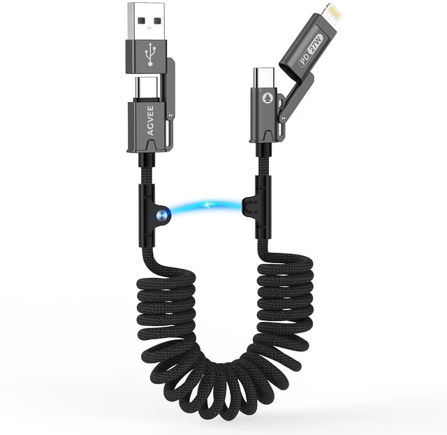 Main image of 1.5ft 4-in-1 Coiled Multi Charging Charger Data Sync Cable