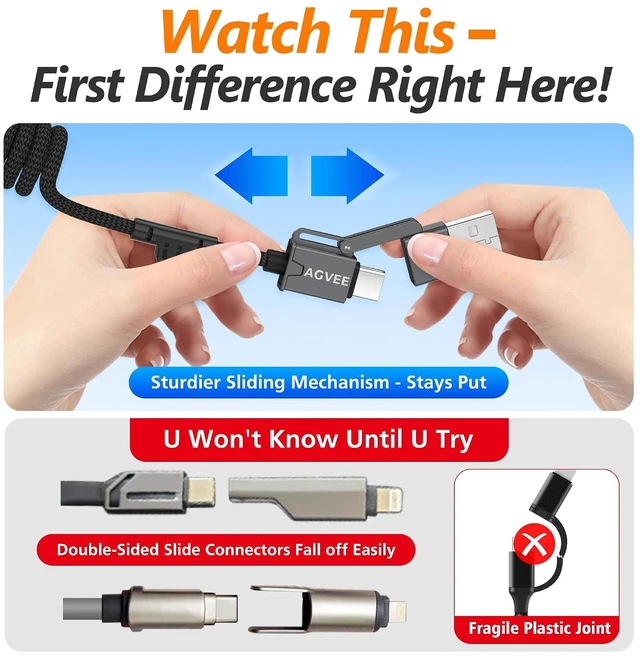 Alt view image 2 of 7 - 1.5ft 4-in-1 Coiled Multi Charging Charger Data Sync Cable