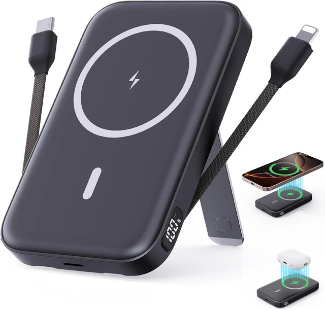 Main image of 16800mAh Magnetic Power Bank with Built-in Cables for iPhone Series