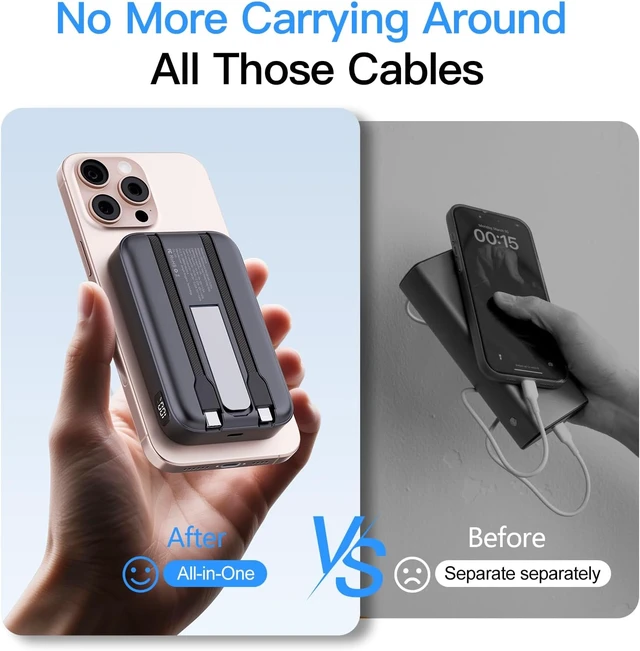Alt view image 5 of 7 - 16800mAh Magnetic Power Bank with Built-in Cables for iPhone Series