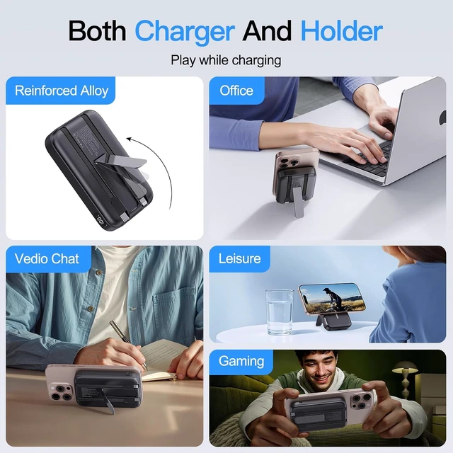 Alt view image 7 of 7 - 16800mAh Magnetic Power Bank with Built-in Cables for iPhone Series