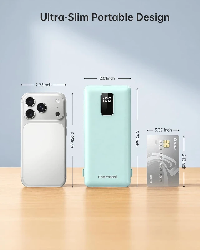Alt view image 3 of 7 - Portable Charger Power Bank 10000mAh with Built-in AC Wall Plug