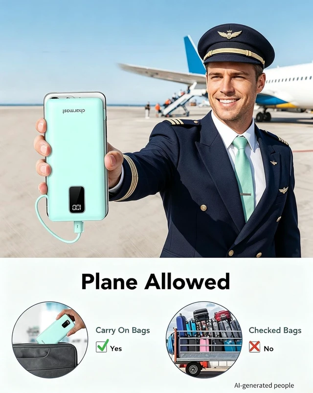 Alt view image 7 of 7 - Portable Charger Power Bank 10000mAh with Built-in AC Wall Plug