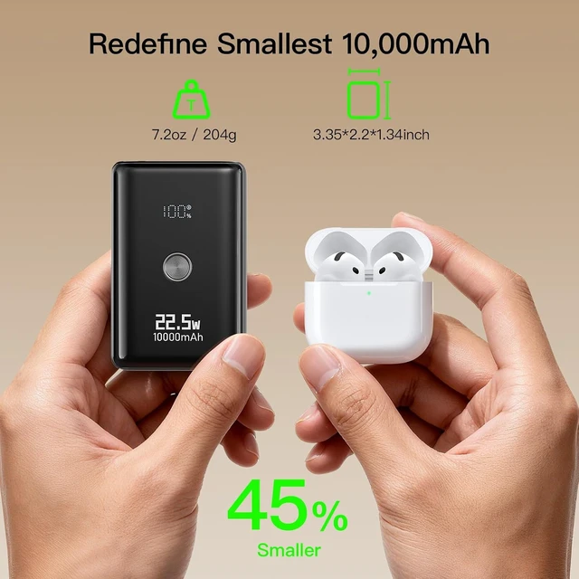 Alt view image 3 of 7 - Nanotechnology Portable Charger 10000mAh with 2 Built-in Cables 45% Smaller