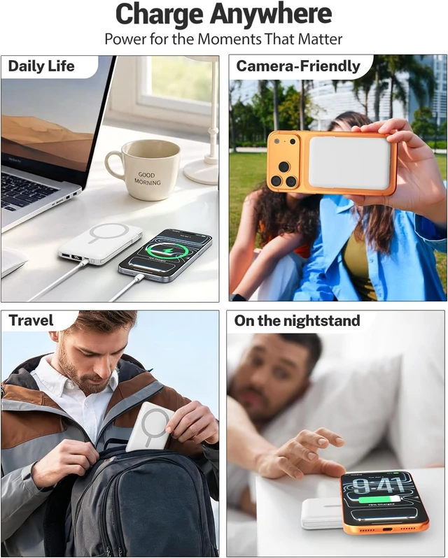 Alt view image 7 of 7 - for MagSafe Portable Charger 10000mAh Magnetic Power Bank White