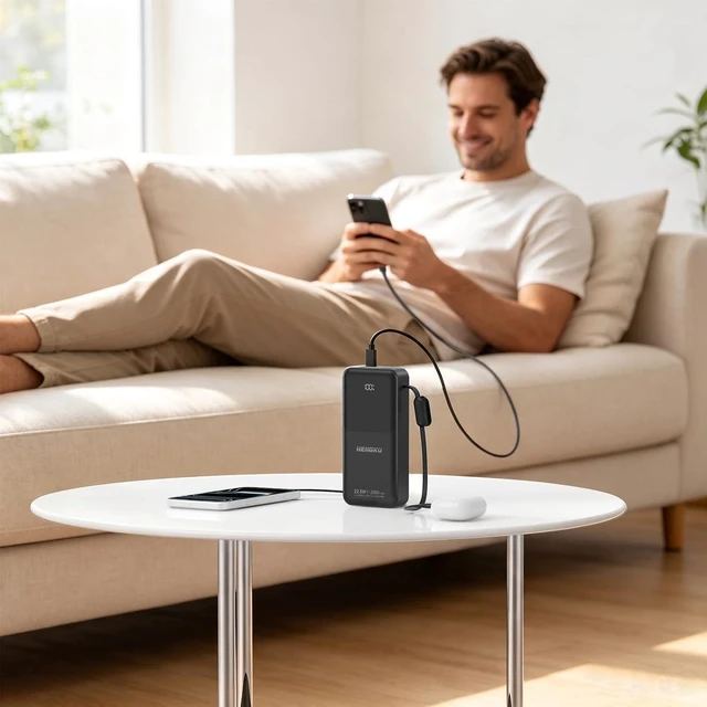 Alt view image 7 of 7 - Power Bank 20000mah Portable Built-in Cable 22.5w Fast Charge