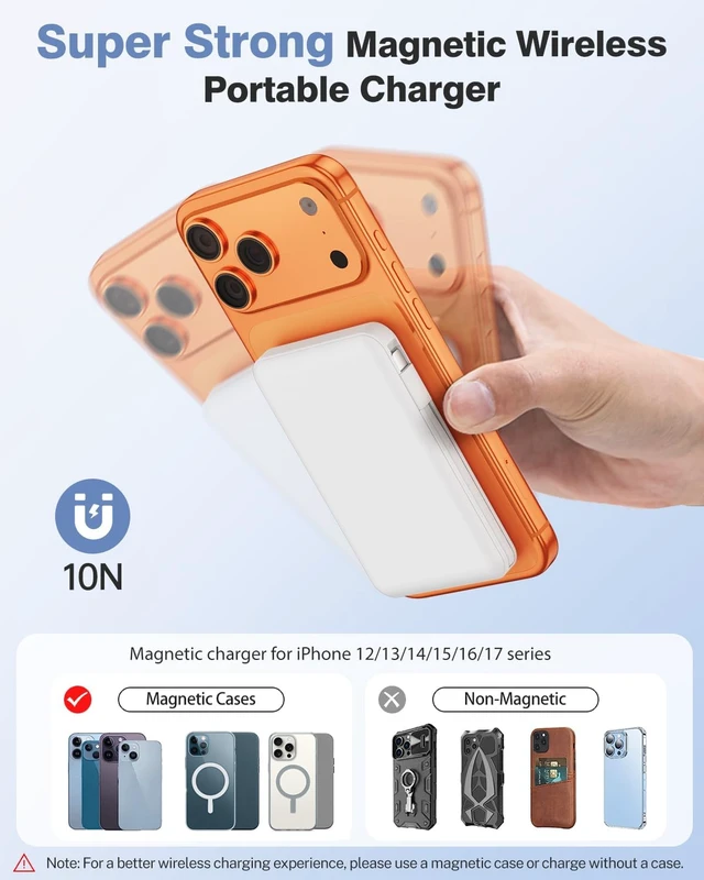 Alt view image 3 of 7 - for MagSafe Portable Charger 10000mAh Magnetic Power Bank White