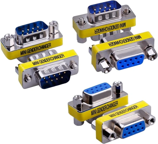 Main image of 6-Pack 9Pin RS232 Serial Cable DB9 Male to Male/Female to Female Mini Gender Changer Adapter Coupler Connector