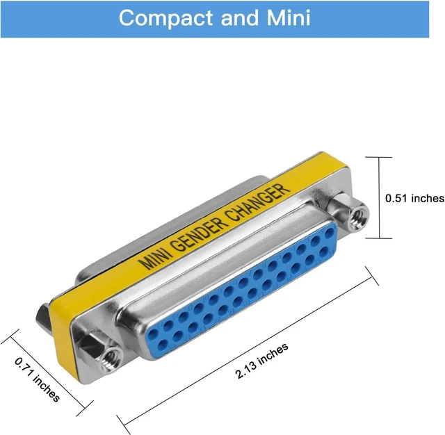 Alt view image 2 of 6 - 2 Pack Gender Changers 25 Pin Female to Female Adapter DB25 Coupler Data Transfer and Device Connection for RS232 Serial Cables