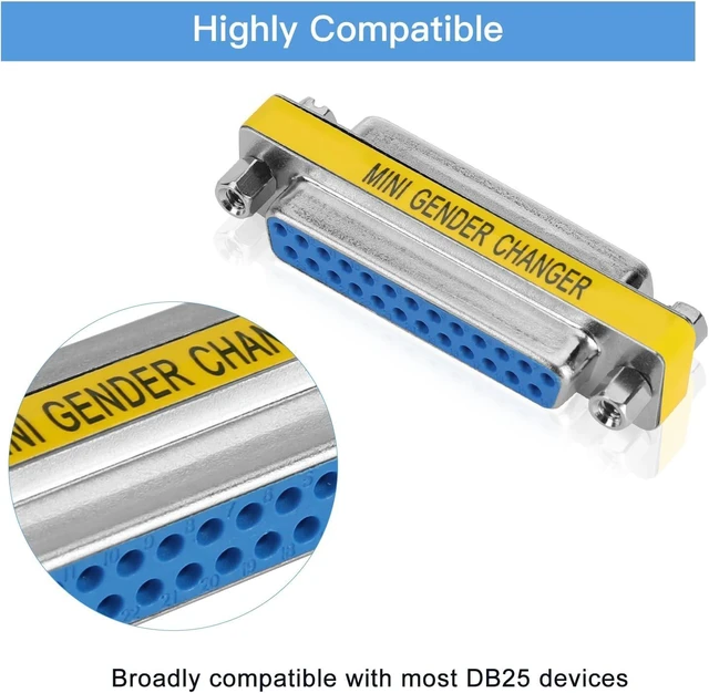 Alt view image 3 of 6 - 2 Pack Gender Changers 25 Pin Female to Female Adapter DB25 Coupler Data Transfer and Device Connection for RS232 Serial Cables
