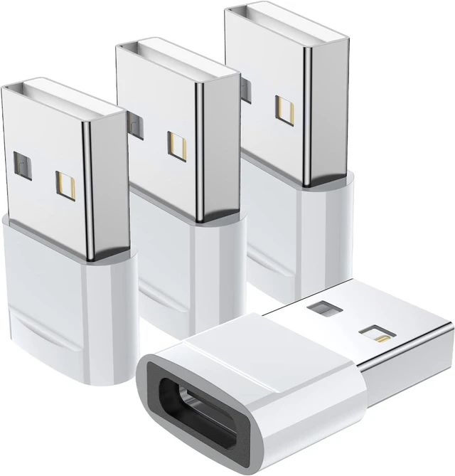 Main image of USB C Female to USB Male Adapter (4-Pack) Type C to USB A Charger Cable Adapter for iPhone 11 12 13 14 15 Pro Max Galaxy S24 S23 S22 Ultra Google Pixel 7 5 3 iWatch Watch Series 7 8 SE