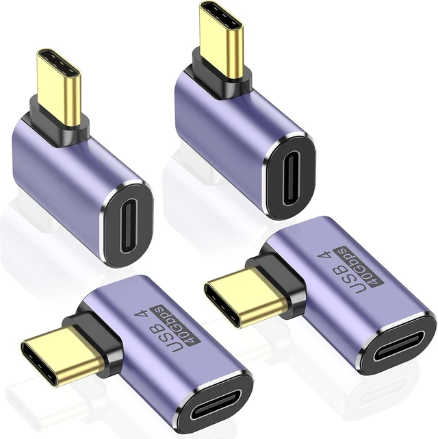 Main image of 90 Degree USB C Adapter 4 Pack Right Angle Type-C Male to Female Converter