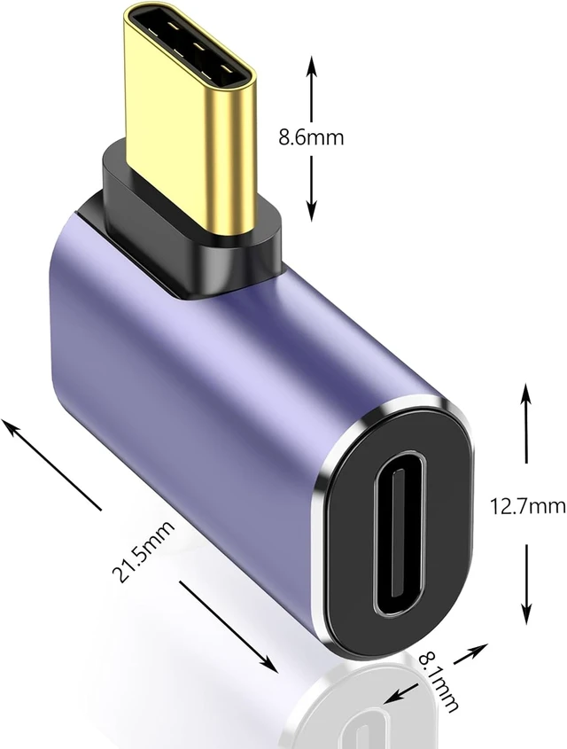 Alt view image 3 of 7 - 90 Degree USB C Adapter 4 Pack Right Angle Type-C Male to Female Converter