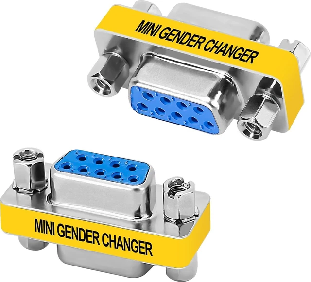 Main image of 9-Pin DB9 Coupler 2 Pack 9-Pin DB9 Female to Female Adapter Connector Mini Gender Changer Extender Support 1080P Full HD-RS232 Serial Cable Coupler for Data Transfer