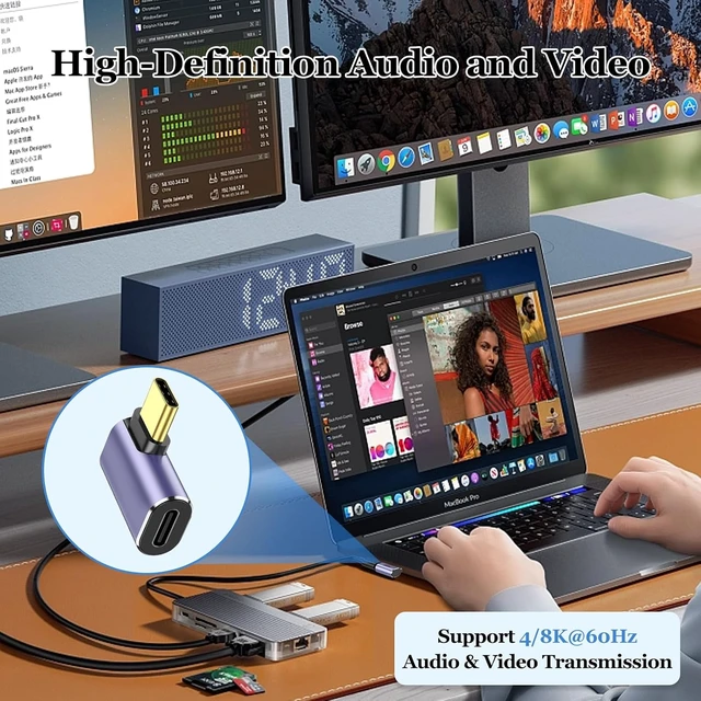 Alt view image 7 of 7 - 90 Degree USB C Adapter 4 Pack Right Angle Type-C Male to Female Converter