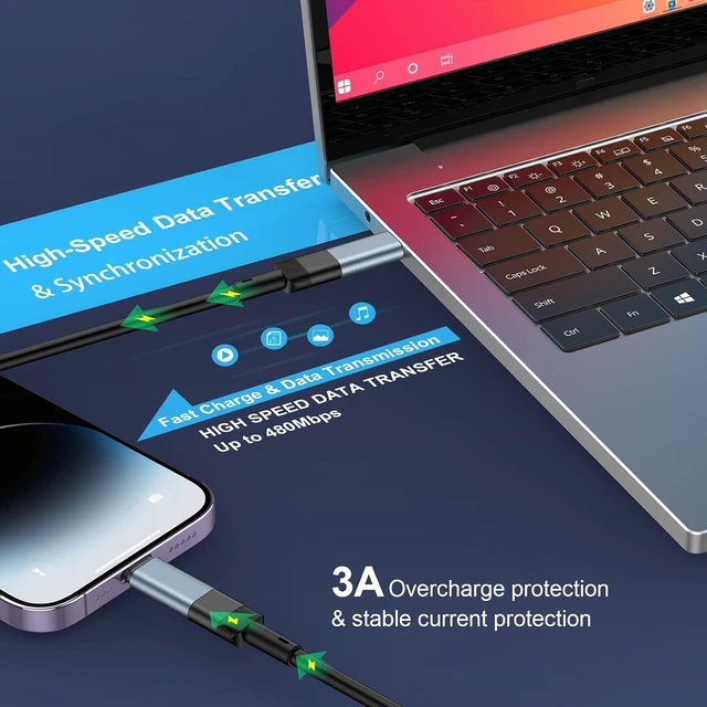Alt view image 3 of 7 - Lightening Female to USB C Male Adapter for iPhone 17e/17 Pro Max/17 Air/17