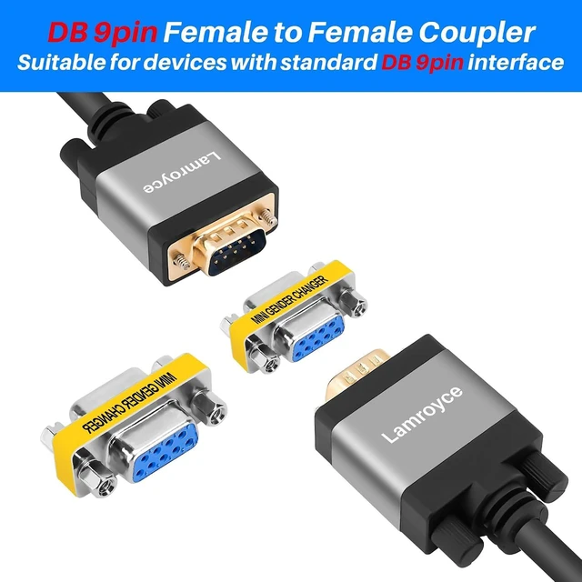 Alt view image 3 of 3 - 9-Pin DB9 Coupler 2 Pack 9-Pin DB9 Female to Female Adapter Connector Mini Gender Changer Extender Support 1080P Full HD-RS232 Serial Cable Coupler for Data Transfer