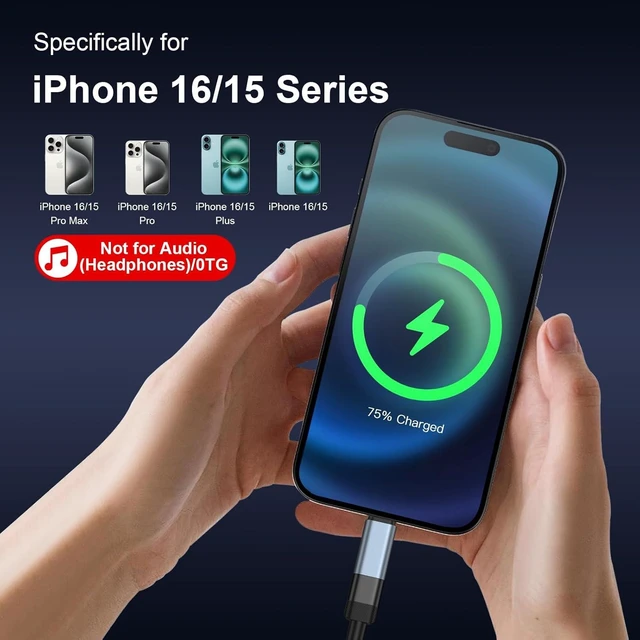 Alt view image 4 of 7 - Lightening Female to USB C Male Adapter for iPhone 17e/17 Pro Max/17 Air/17